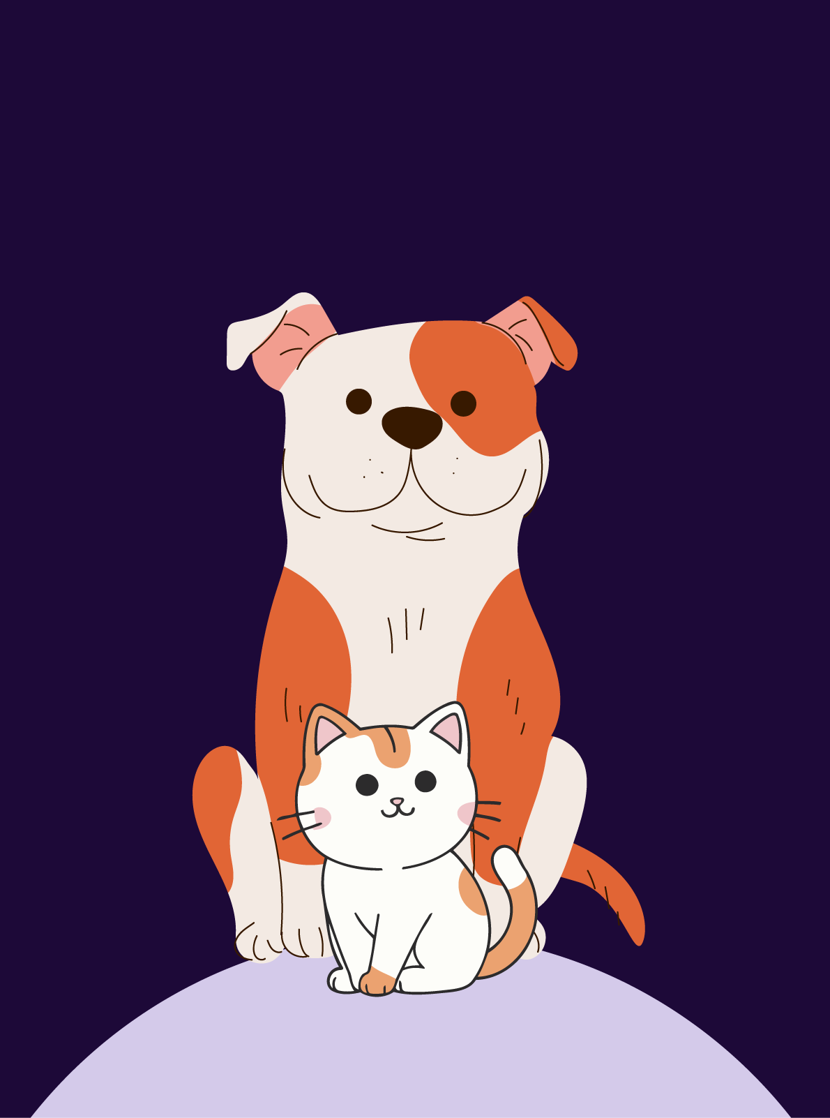 Ilustración de perro y gato para el plan élite de mascotas